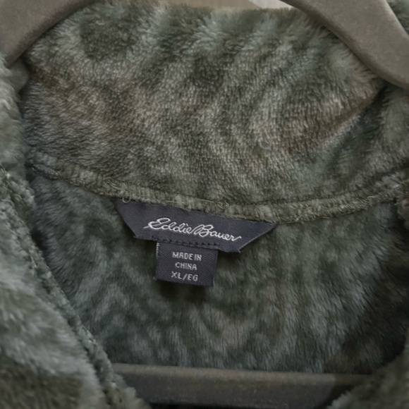 Vintage Eddie Bauer Green Patterned Super Soft Fleece Jacket - Picture 4 of 7